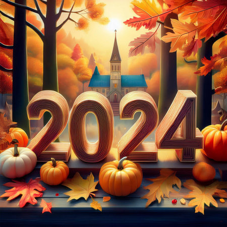 Thanksgiving. 2024. Thanksgiving Day. Turkey on the table. Themed background with vegetables....