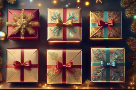 Christmas gifts. 2024. Christmas or New Year's Sale design template. Gift boxes under a Christmas tree. Christmas and New Year holidays interior. Christmas and new year 2024の写真素材