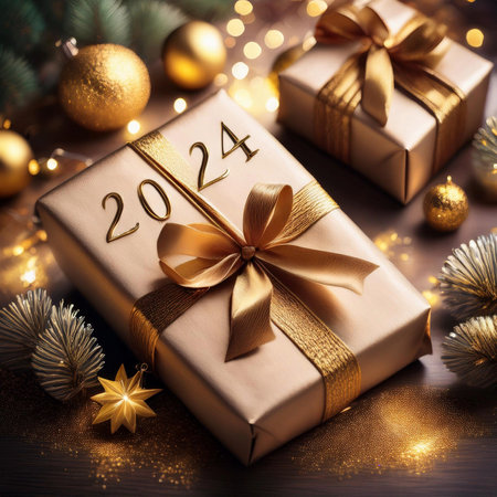 Christmas gifts. 2024. Christmas or New Year's Sale design template. Gift boxes under a Christmas tree. Christmas and New Year holidays interior. Christmas and new year 2024の写真素材