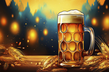 Oktoberfest. 2024. Background for Oktoberfest. Oktoberfest, Munich, Germany. Waiter holding beers, tent interior background.の写真素材