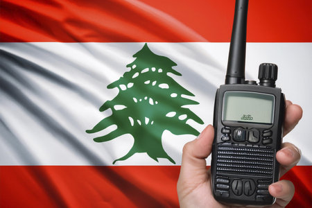 Walkie talkies. Lebanon flag.の写真素材