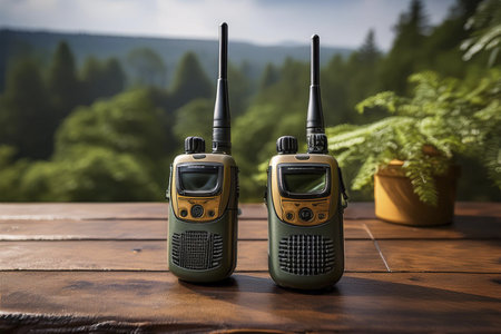 Walkie talkies. Lebanon flag. Burst. Conflict between Lebanon and Israel. Hezbollah leader warns Israel against extending war to Lebanon. Explosion in portable radios. Explosionの写真素材
