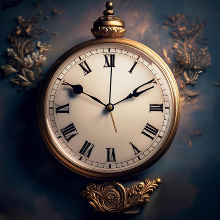 Clock. Time change. Part of analogue plain wall clock Close up with copy space, time management or school concept and summer or winter time change.の写真素材