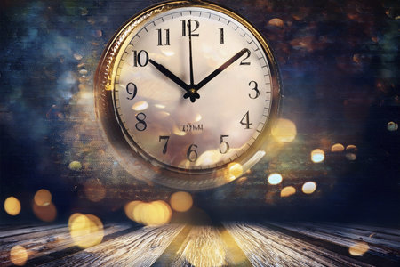 Clock. Time change. Part of analogue plain wall clock Close up with copy space, time management or...