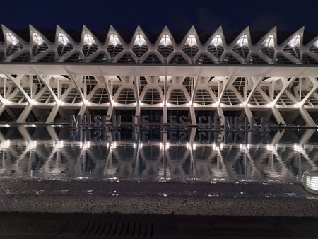 City of Arts and Sciences. In Valencia. Oceanographic. Museum of Science. Hemisphere. Palau de les arts de Valencia. Buildings designed by Santiago Calatrava.の写真素材