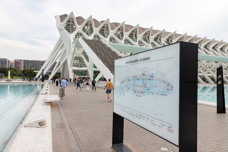 City of Arts and Sciences. In Valencia. Oceanographic. Museum of Science. Hemisphere. Palau de les arts de Valencia. Buildings designed by Santiago Calatrava.の写真素材