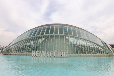 City of Arts and Sciences. In Valencia. Oceanographic. Museum of Science. Hemisphere. Palau de les arts de Valencia. Buildings designed by Santiago Calatrava.の写真素材