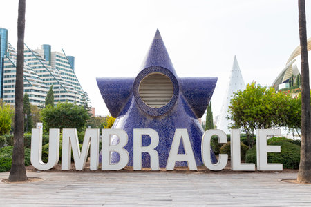City of Arts and Sciences. In Valencia. Oceanographic. Museum of Science. Hemisphere. Palau de les arts de Valencia. Buildings designed by Santiago Calatrava.の写真素材