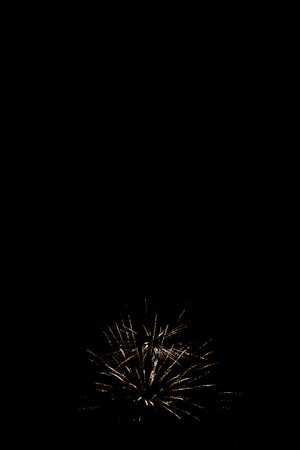 Fireworks. Colorful celebration fireworks isolated on a black sky background. From below, shot of wonderful and vivid fireworks exploding. Fireworks. 2024. 2025. Show. New Years. Ausの写真素材