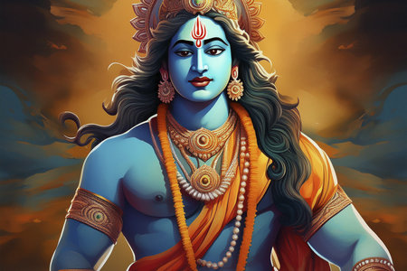 Goddess Durga. Lord Hanuman. Happy Dussehra creative poster. Lord Vishnuの写真素材