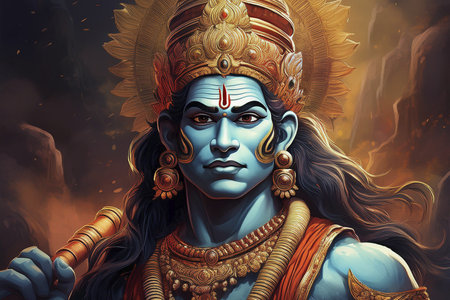 Goddess Durga. Lord Hanuman. Happy Dussehra creative poster. Lord Vishnuの写真素材