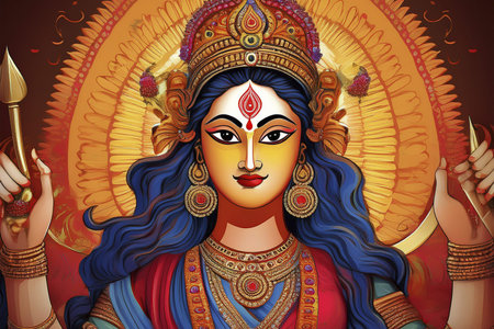 Goddess Durga. Happy Dussehra creative poster.