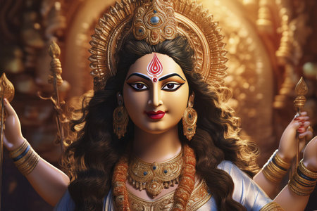 Goddess Durga. Lord Hanuman. Happy Dussehra creative poster. Lord Vishnuの写真素材