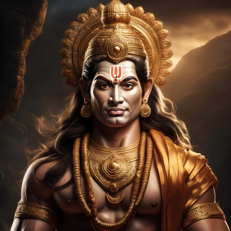 Goddess Durga. Lord Hanuman. Happy Dussehra creative poster. Lord Vishnuの写真素材