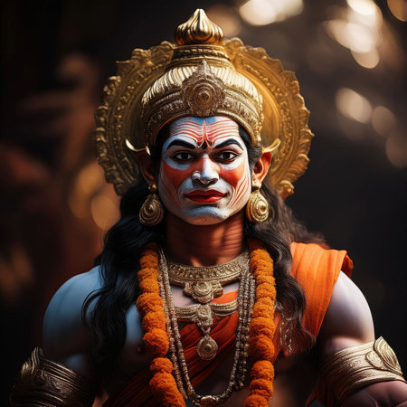 Goddess Durga. Lord Hanuman. Happy Dussehra creative poster. Lord Vishnuの写真素材