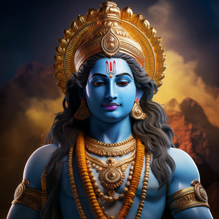 Goddess Durga. Lord Hanuman. Happy Dussehra creative poster. Lord Vishnuの写真素材