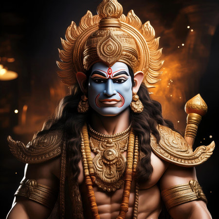 Goddess Durga. Lord Hanuman. Happy Dussehra creative poster. Lord Vishnuの写真素材