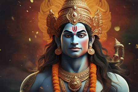 Goddess Durga. Lord Hanuman. Happy Dussehra creative poster. Lord Vishnuの写真素材