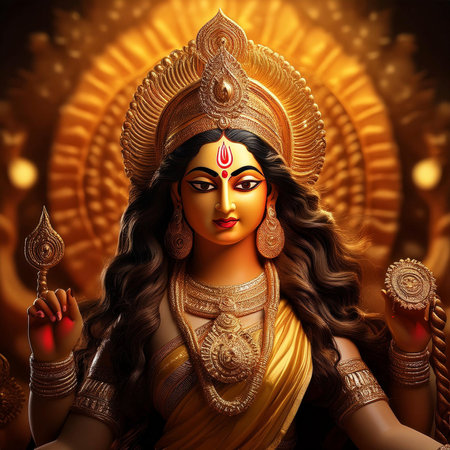 Goddess Durga. Lord Hanuman. Happy Dussehra creative poster. Lord Vishnuの写真素材