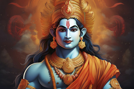 Goddess Durga. Lord Hanuman. Happy Dussehra creative poster. Lord Vishnuの写真素材