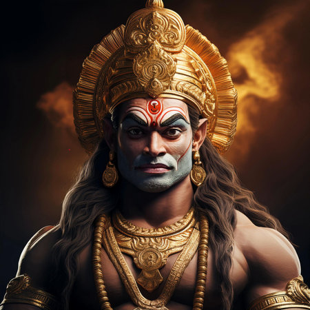 Goddess Durga. Lord Hanuman. Happy Dussehra creative poster. Lord Vishnuの写真素材