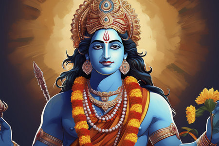 Goddess Durga. Lord Hanuman. Happy Dussehra creative poster. Lord Vishnuの写真素材