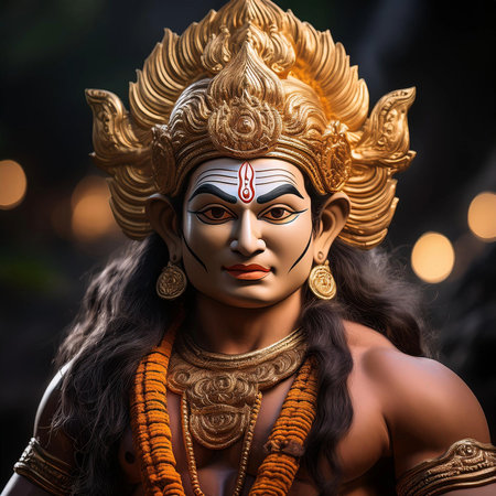 Goddess Durga. Lord Hanuman. Happy Dussehra creative poster. Lord Vishnuの写真素材