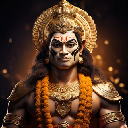 Goddess Durga. Lord Hanuman. Happy Dussehra creative poster. Lord Vishnuの写真素材