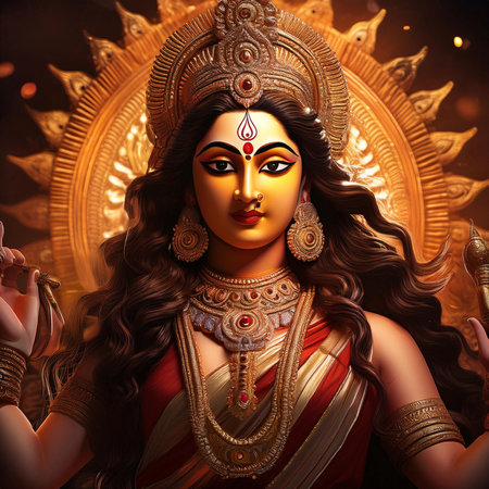 Goddess Durga. Lord Hanuman. Happy Dussehra creative poster. Lord Vishnuの写真素材