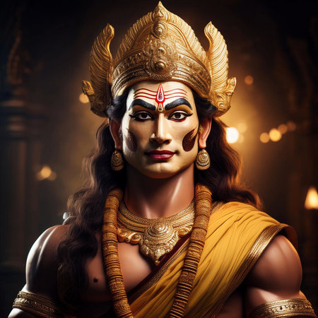 Goddess Durga. Lord Hanuman. Happy Dussehra creative poster. Lord Vishnuの写真素材