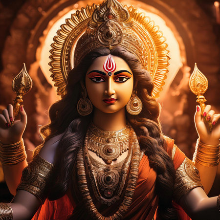 Goddess Durga in Puja festival, Indiaの写真素材