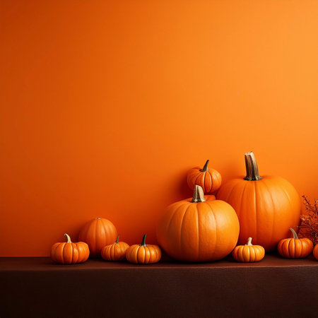 Halloween. halloween pumpkin Orange background. Orange background for Halloween design. Text 2024....