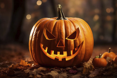 Halloween. halloween pumpkin Orange background. Orange background for Halloween design. Text 2024. Halloween pumpkin on wooden background. 3d render. halloween conceptの写真素材