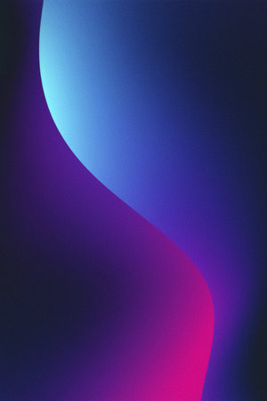 Background. Dark purple blue black abstract grainy background, glowing vibrant color gradient shape,...