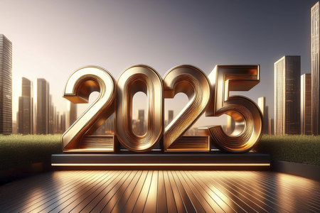 2025. Happy New Year 2025. Banner, background, postcard for congratulating the new year. Happy New...