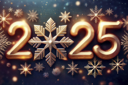 2025. Fireworks. Happy New Year 2025. Fireworks with the text 2025. Banner, background, postcard for...