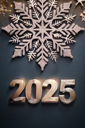 2025. Fireworks. Happy New Year 2025. Fireworks with the text 2025. Banner, background, postcard for...