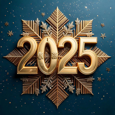 2025. Fireworks. Happy New Year 2025. Fireworks with the text 2025. Banner, background, postcard for...