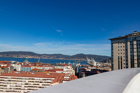Vigo. View of the city of Vigo from Spain. View of the Atlantic coast. Atlantic Ocean. Background photo. Digital image. Panoramic view. Aerial viewの写真素材