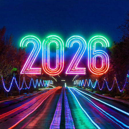 2026. Fireworks with the text 2026. Banner, background, postcard for congratulating the new year.