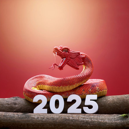 Chinese New Year. Year of the Snake. With the text "2025". Banner, background, postcard for congratulating the neの写真素材