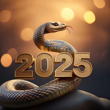 Chinese New Year. Chinese New Year 2025. 2025. Year of the Snake. With the text "2025". 2025. Fireworks. Happy New Year 2025. Banner, background, postcard for congratulating the neの写真素材