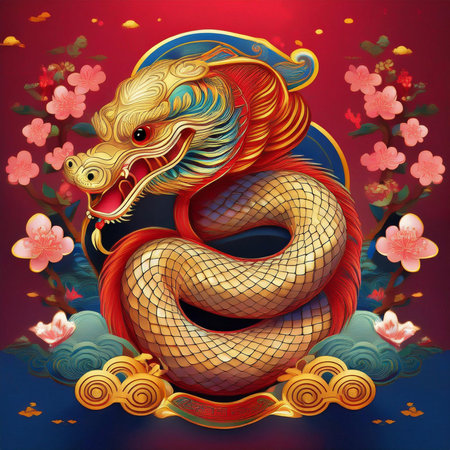 Chinese New Year. Chinese New Year 2025. 2025. Year of the Snake. With the text "2025". 2025. Fireworks. Happy New Year 2025. Banner, background, postcard for congratulating the neの写真素材