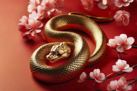 Chinese New Year. Year of the Snake. With the text "2025". Banner, background, postcard for congratulating the neの写真素材