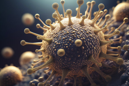 HMPV. Metapneumovirus. Virus. Virus 3d rendering. Medical concept. Pandemic. Children.の写真素材