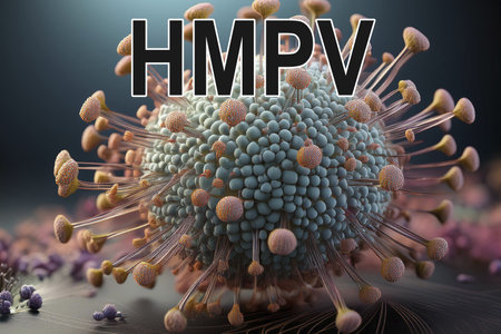 HMPV. Metapneumovirus. Virus. Virus 3d rendering. Medical concept. Pandemic.の写真素材