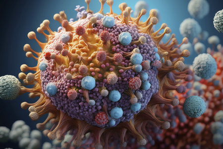 HMPV. Metapneumovirus. Virus. Virus 3d rendering. Medical concept. Flu. Hemorrhagic fever. Human metapneumovirus. Influenza. Pandemic.の写真素材
