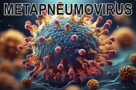 HMPV. Metapneumovirus. Virus. Virus 3d rendering. Medical concept. Pandemic.の写真素材