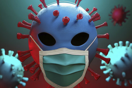 Virus 3d rendering. Medical concept. Flu. Hemorrhagic fever. Pandemic. Children.の写真素材