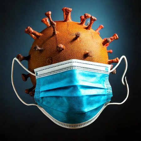 Virus 3d rendering. Medical concept. Flu. Hemorrhagic fever. Pandemic. Children. Indiaの写真素材